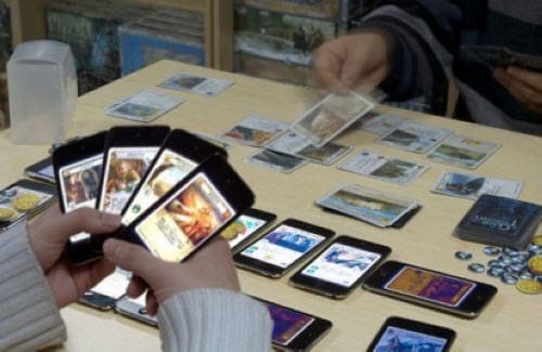 Magic the Gathering played using phones as cards