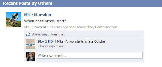 Sky 1 HD responds to Arrow questions on Facebook