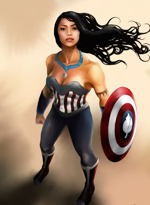 Pocahontas as Captain America