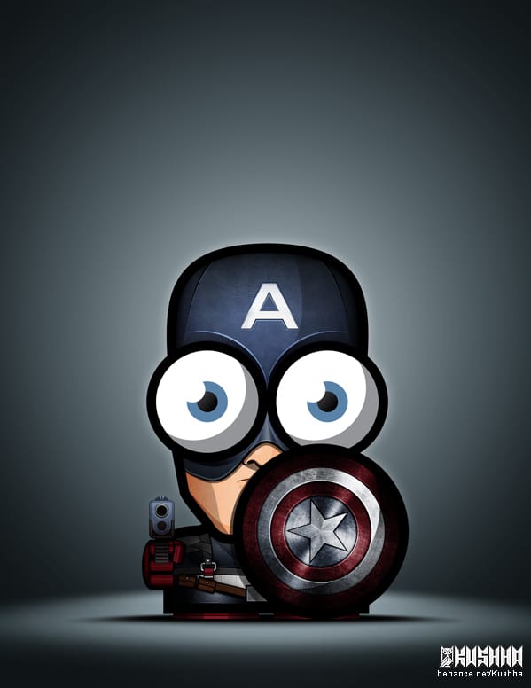 Big-Eyed-Superheroes-Ahmad-Kushha-Captain-America-Avengers