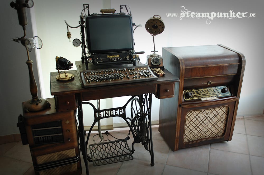 Steampunk computer desk
