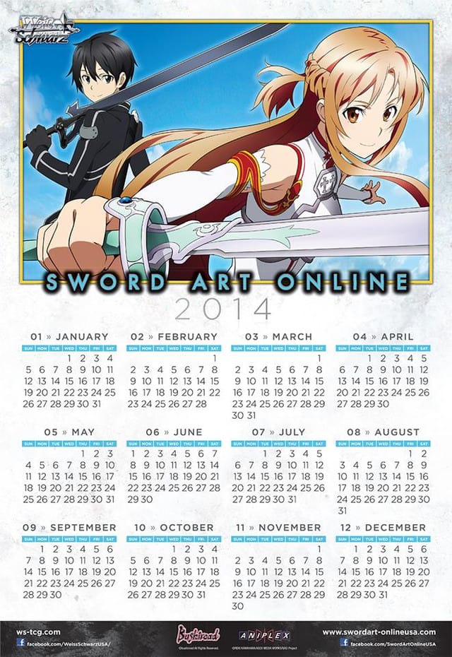 Sword Art Online calendar
