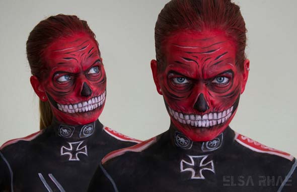 Amazing geeky face paint; White Walker, Red Skull, Fallout Boy and