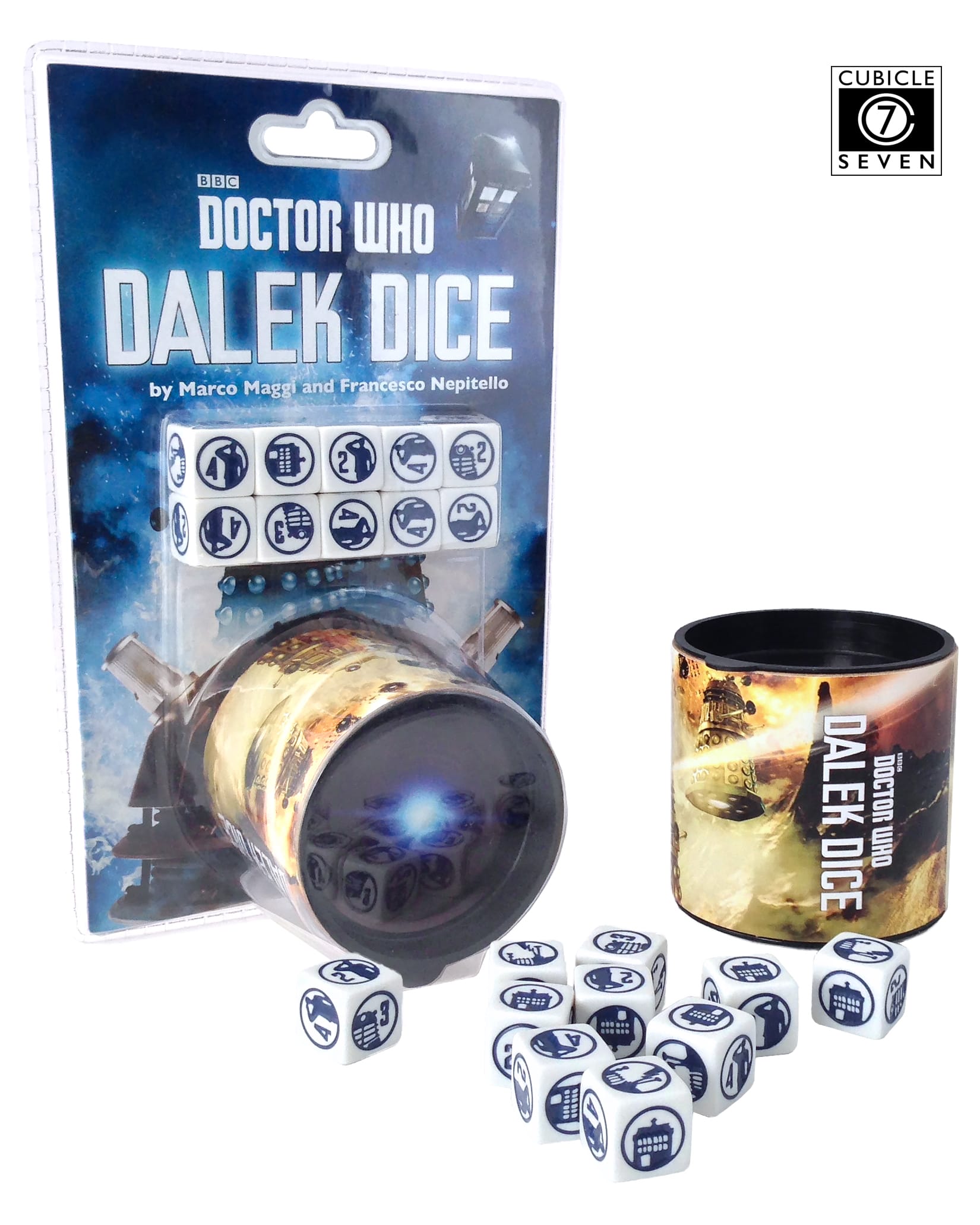 Dalek Dice PackShot  Dice and Tub