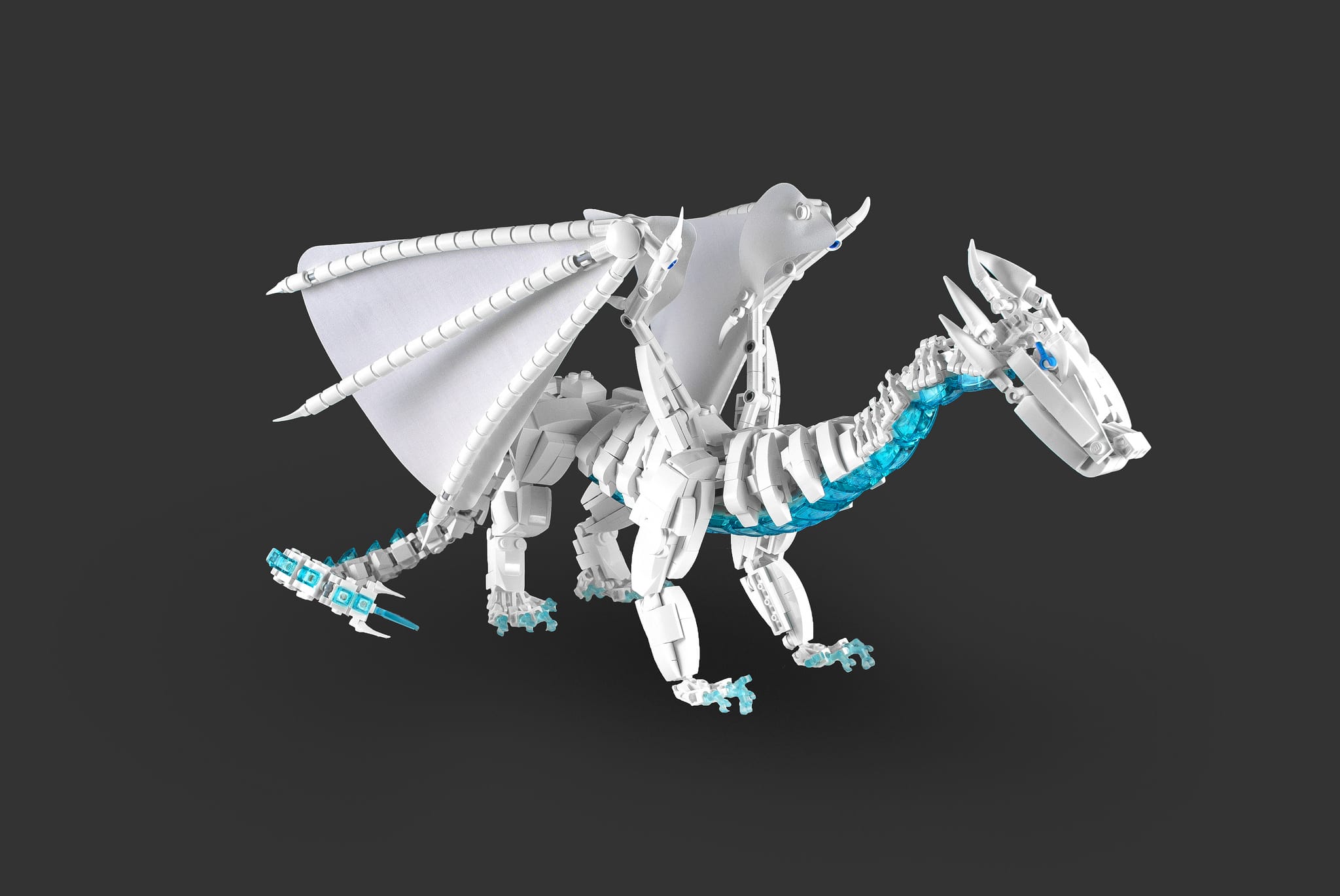 A LEGO elemental ice dragon