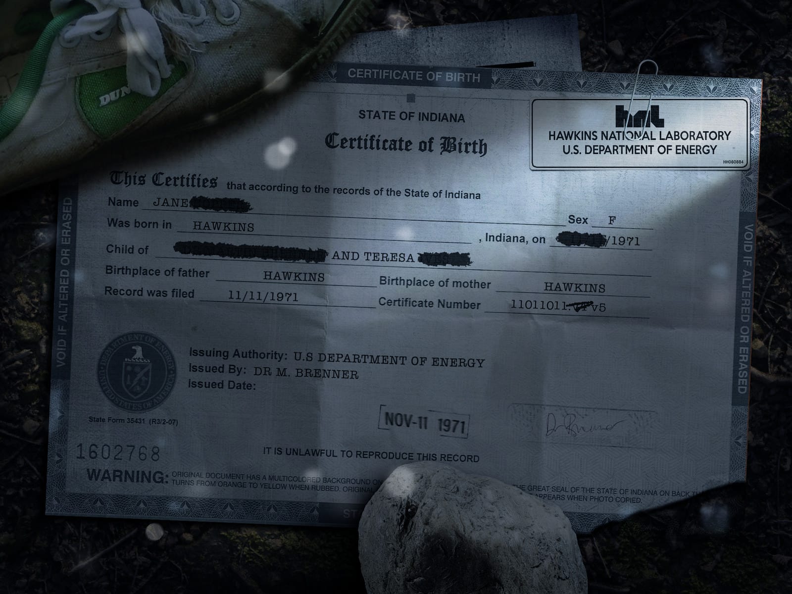 Eleven’s Birth Certificate