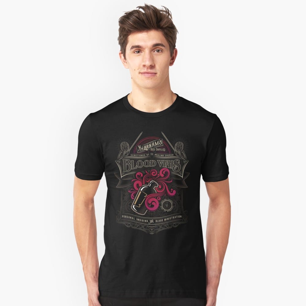 Lovecraft t-shirt: Yharnam's Bllod Vials