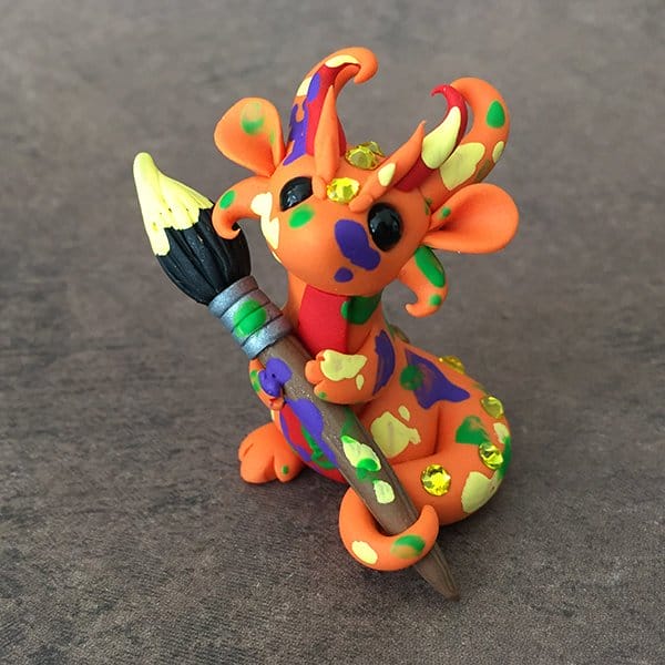 Orange paint splatter dragon
