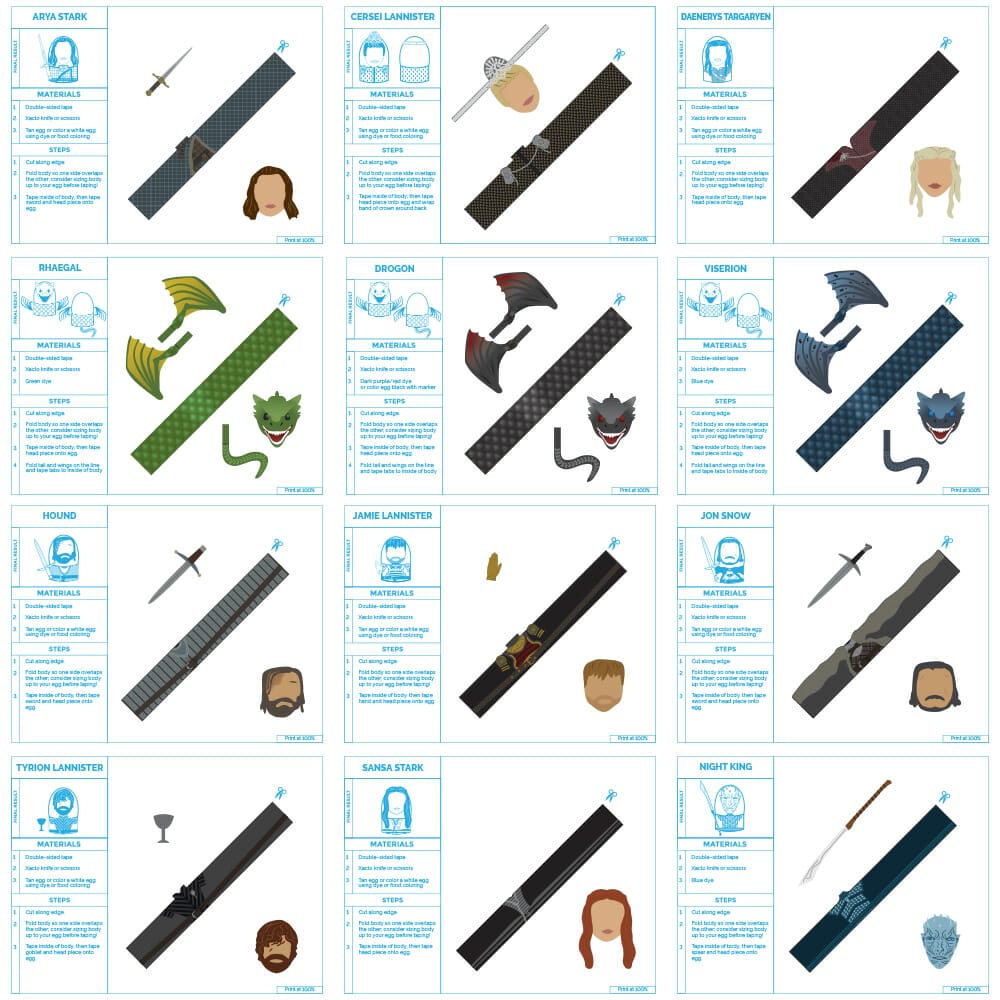 Game of Thrones egg cosplay print outs