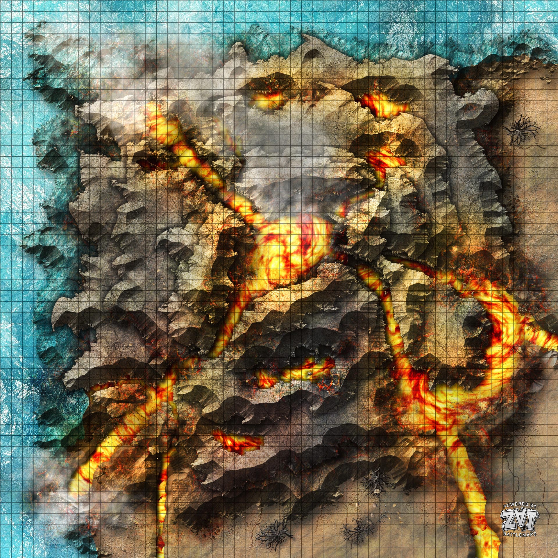volcanic island RPG battle maps