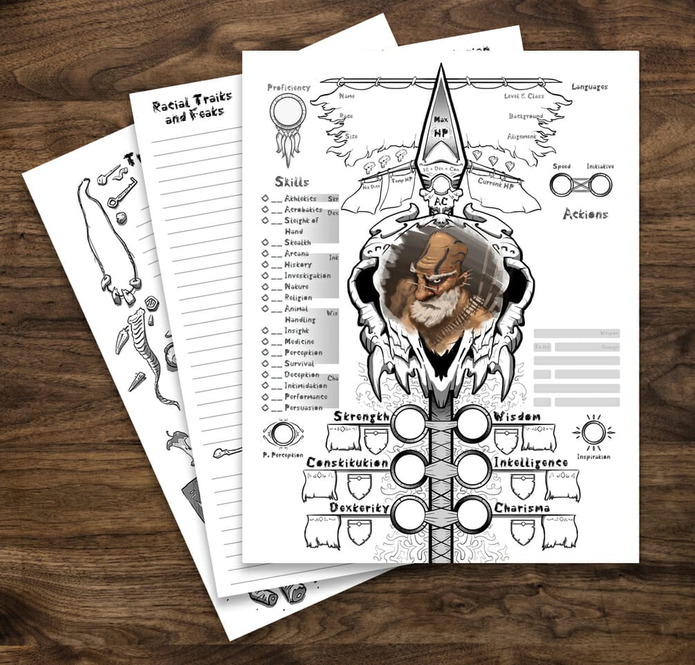 Barbarian  5e D&D character sheet
