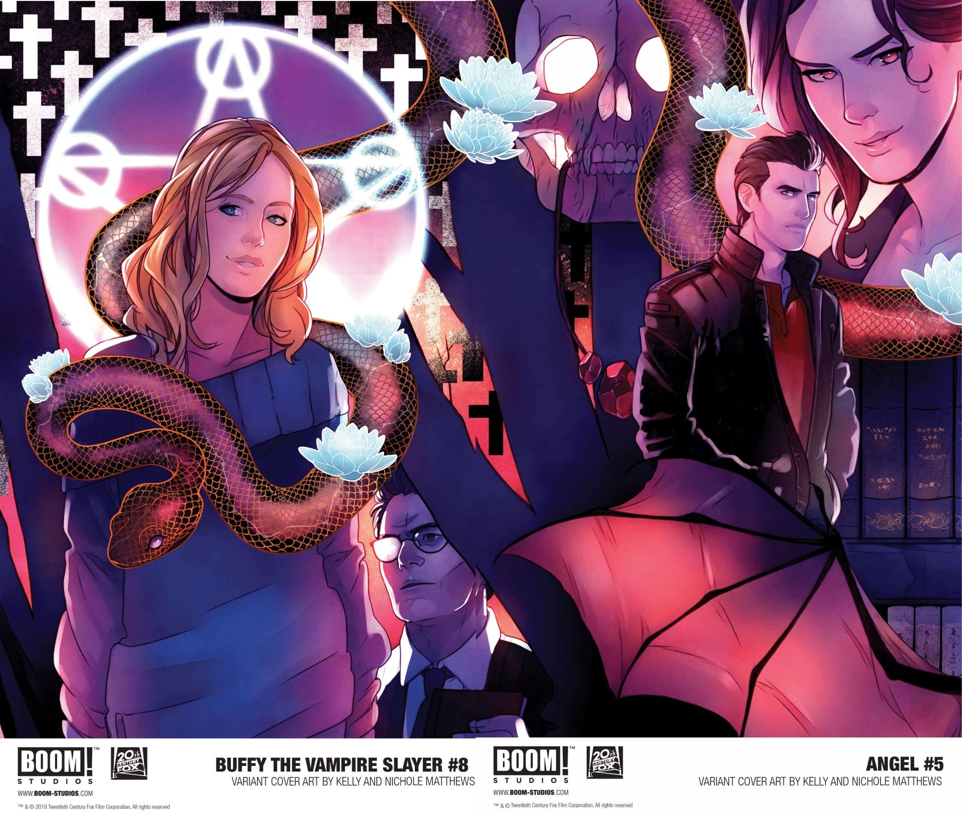 Side-by-side covers: Buffy #8 and Angel #5