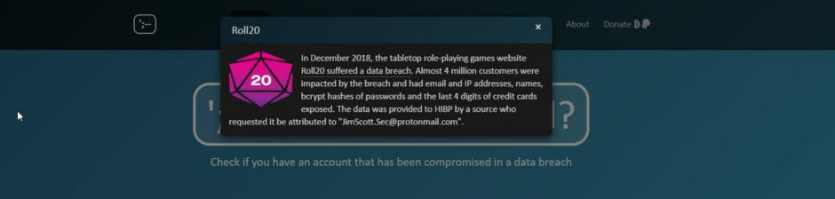 Have I Been Pwnd - Roll20