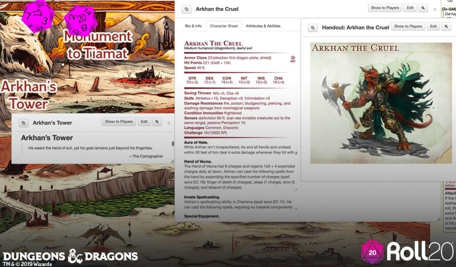 Baldur's Gate: Descent into Avernus Roll20 screenshot