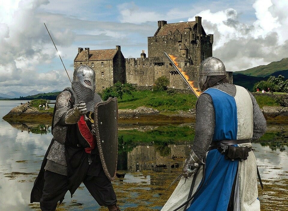 Knights fighting