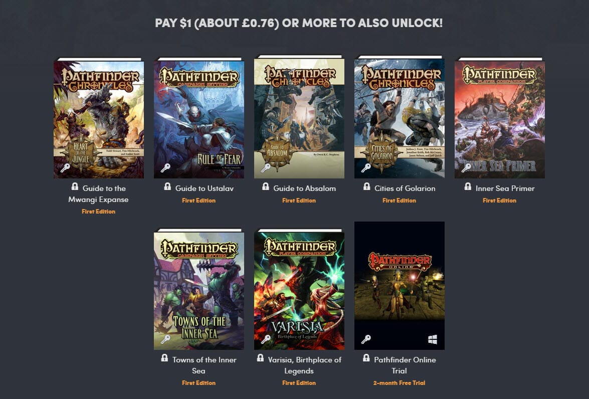 Giant Pathfinder Humble Bundle: Lost Omens Lore Archive