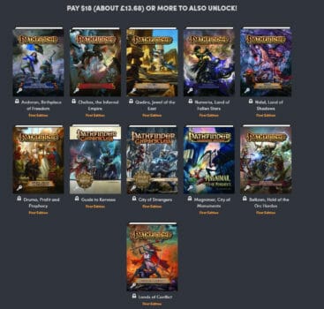 Giant Pathfinder Humble Bundle: Lost Omens Lore Archive