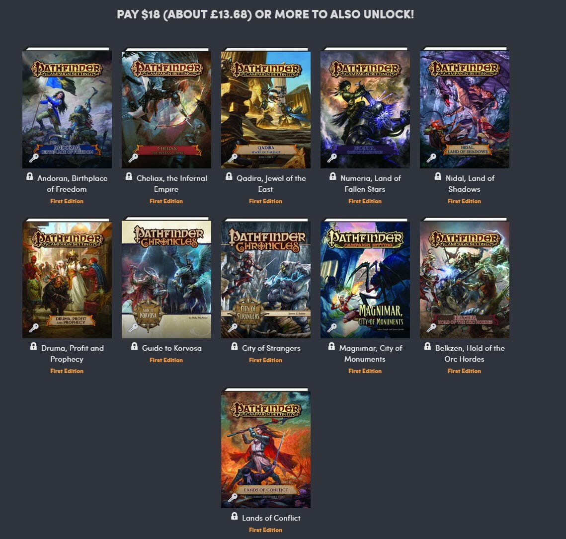 PRESS RELEASE: Humble RPG Book Bundle: Pathfinder Lost Omens Lore Archive  by Paizo – Tessera Guild
