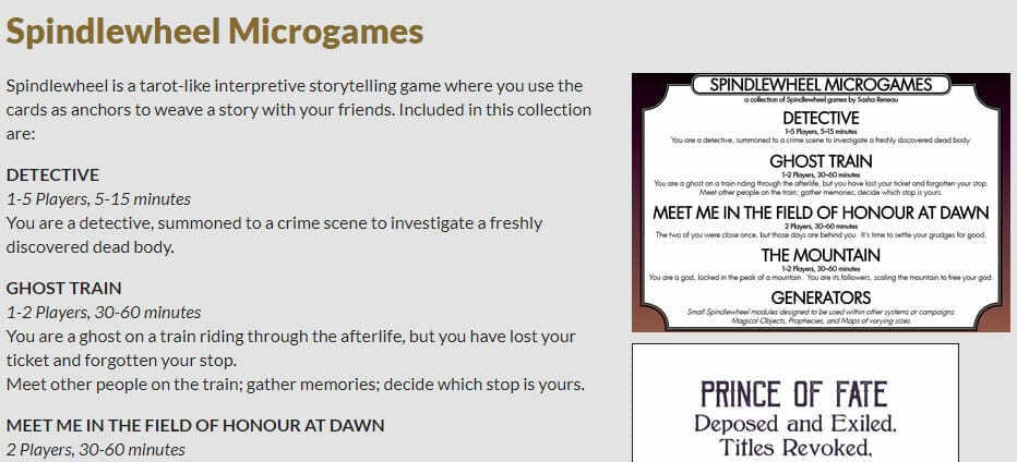 Spindlewheel Microgames