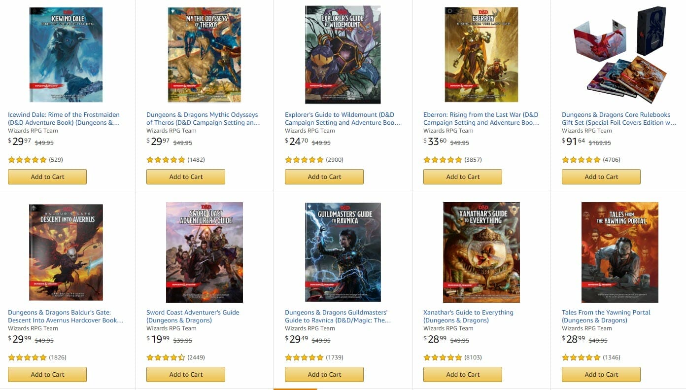 D&D books and RPGs in Amazon Prime Day