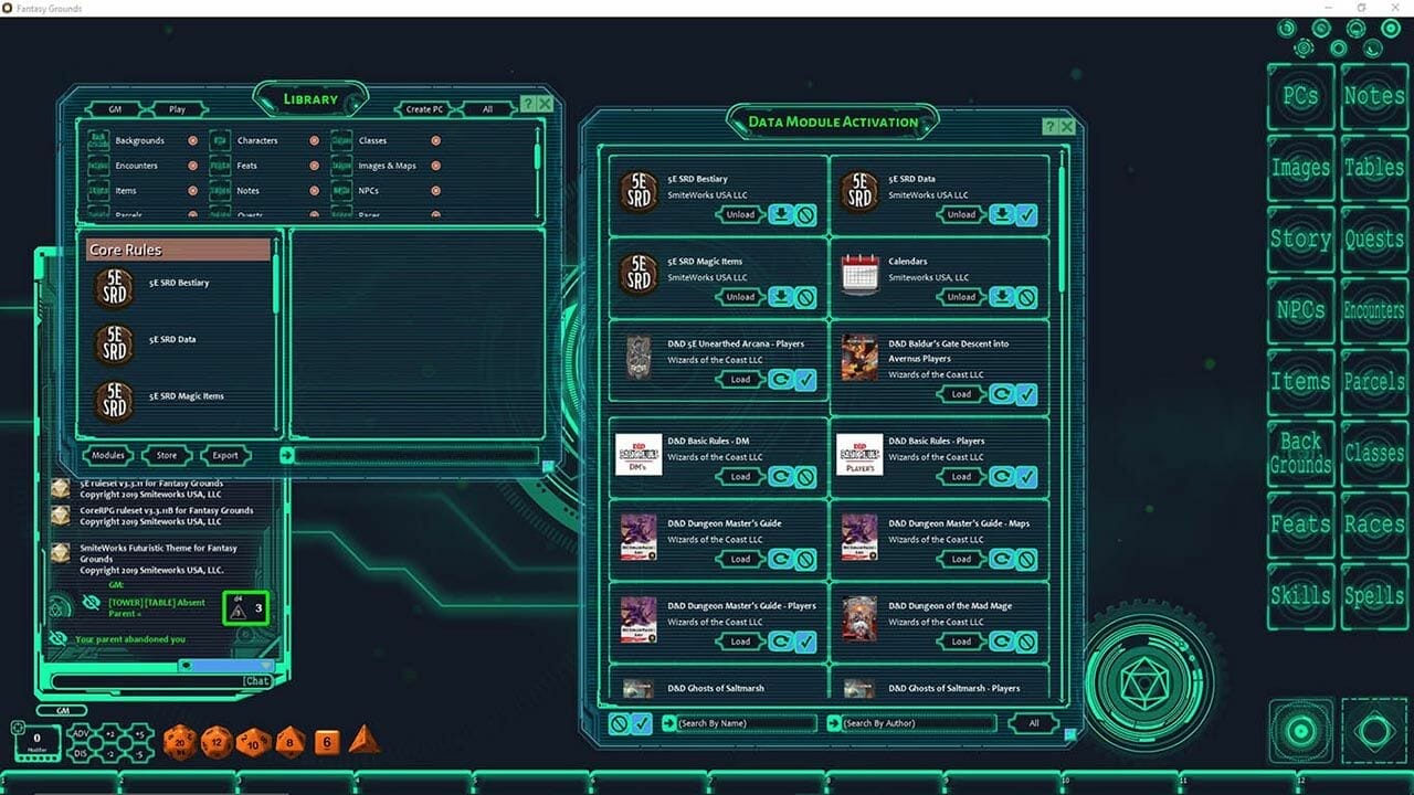 Fantasy Grounds sci-fi skin