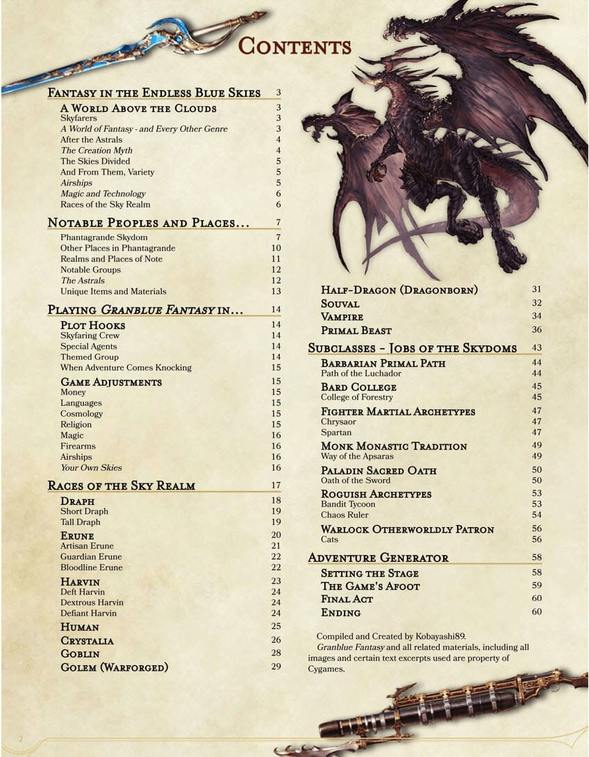 Granblue Fantasy conversion for D&D 5e