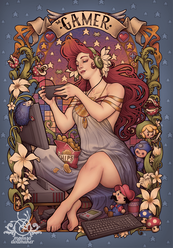 Gamer Girl Nouveau by Medusa-Dollmaker