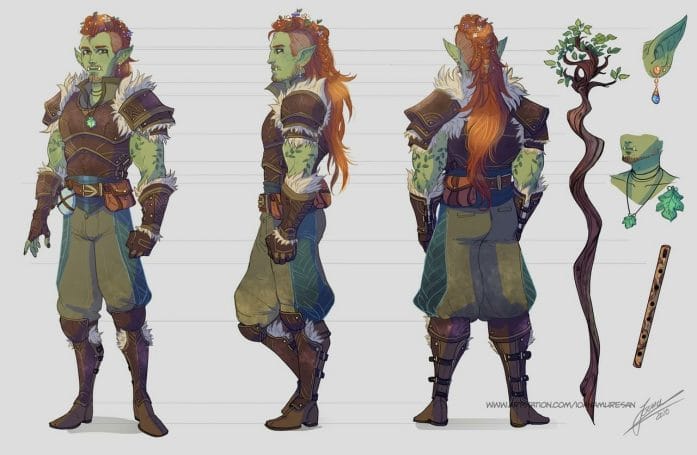 Commissions character sheet half orc by Ioana-Muresan