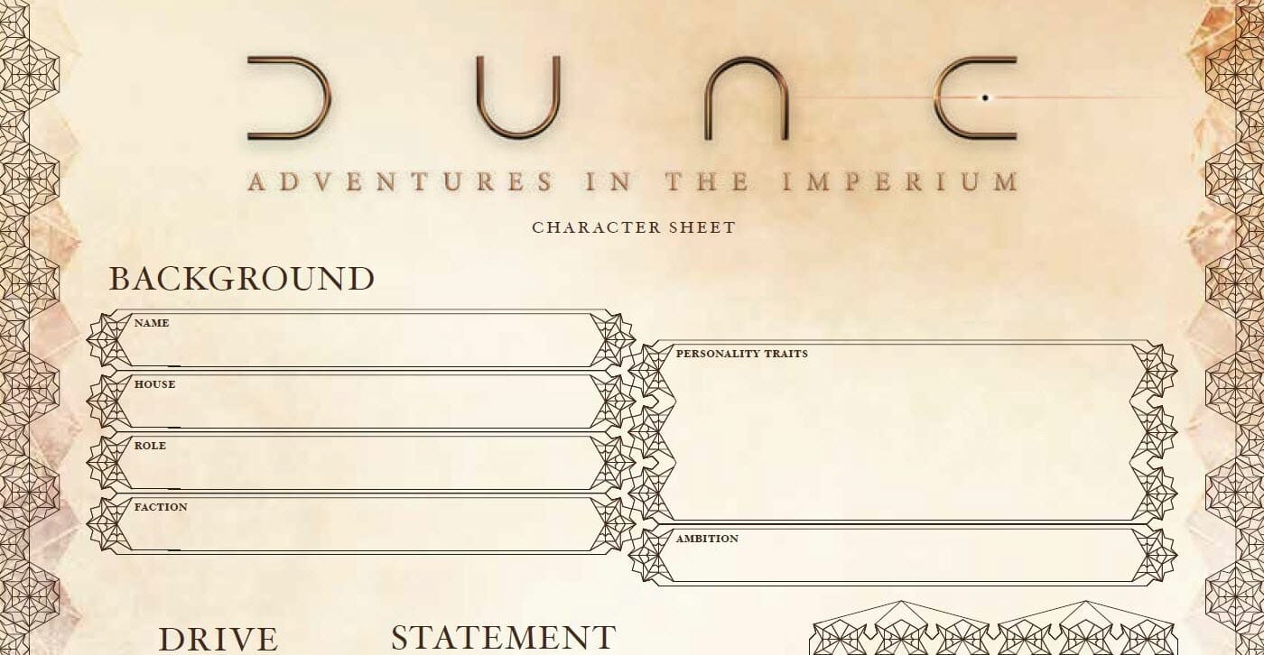 Dune RPG Character Sheet