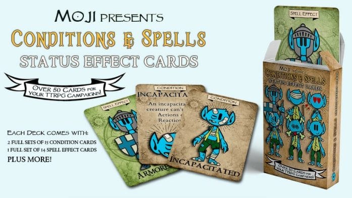 Deck of Moji Condition & Spell Cards for 5e & TTRPGs!