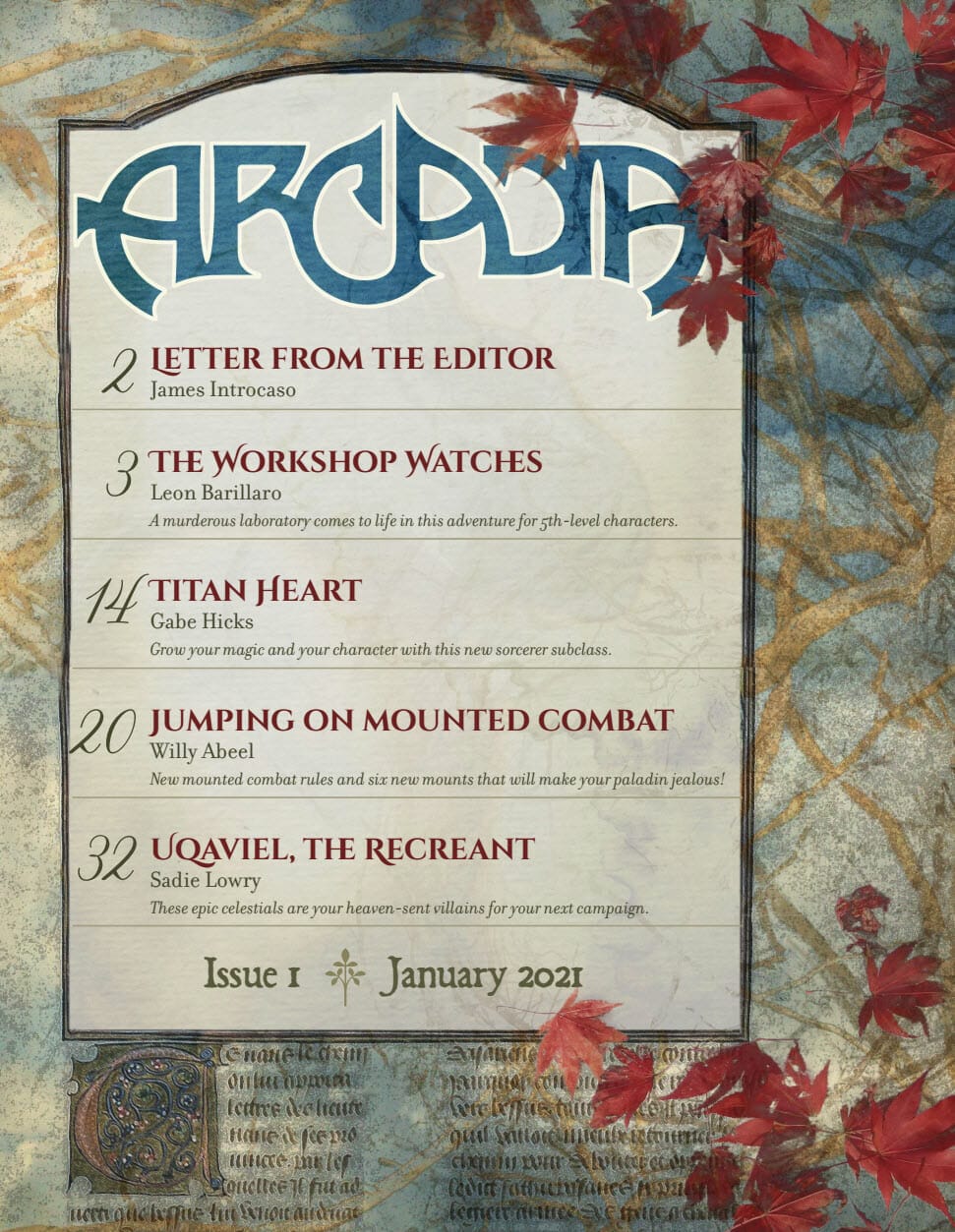 Arcadia #1 contents