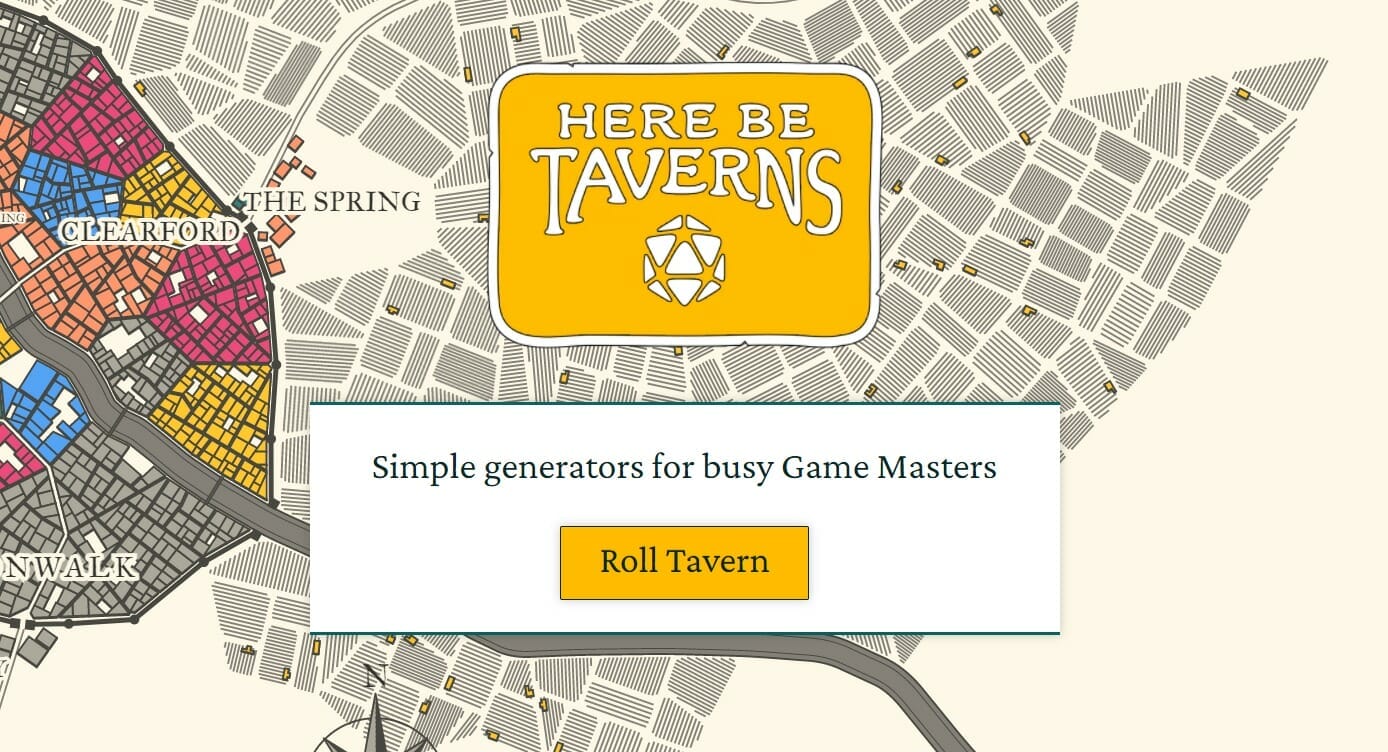 Be Taverns quickly generates taverns for RPGs