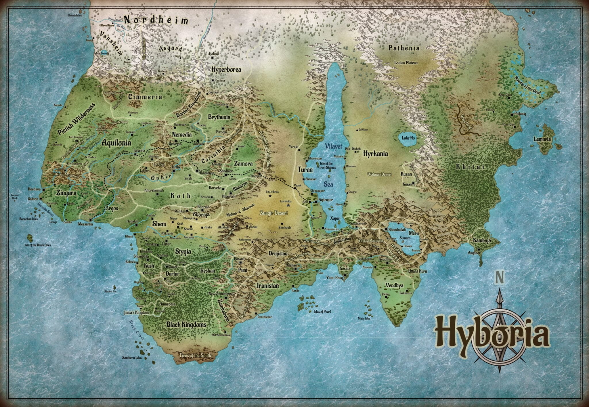 Astounding Hyborian Age of Conan the Barbarian map