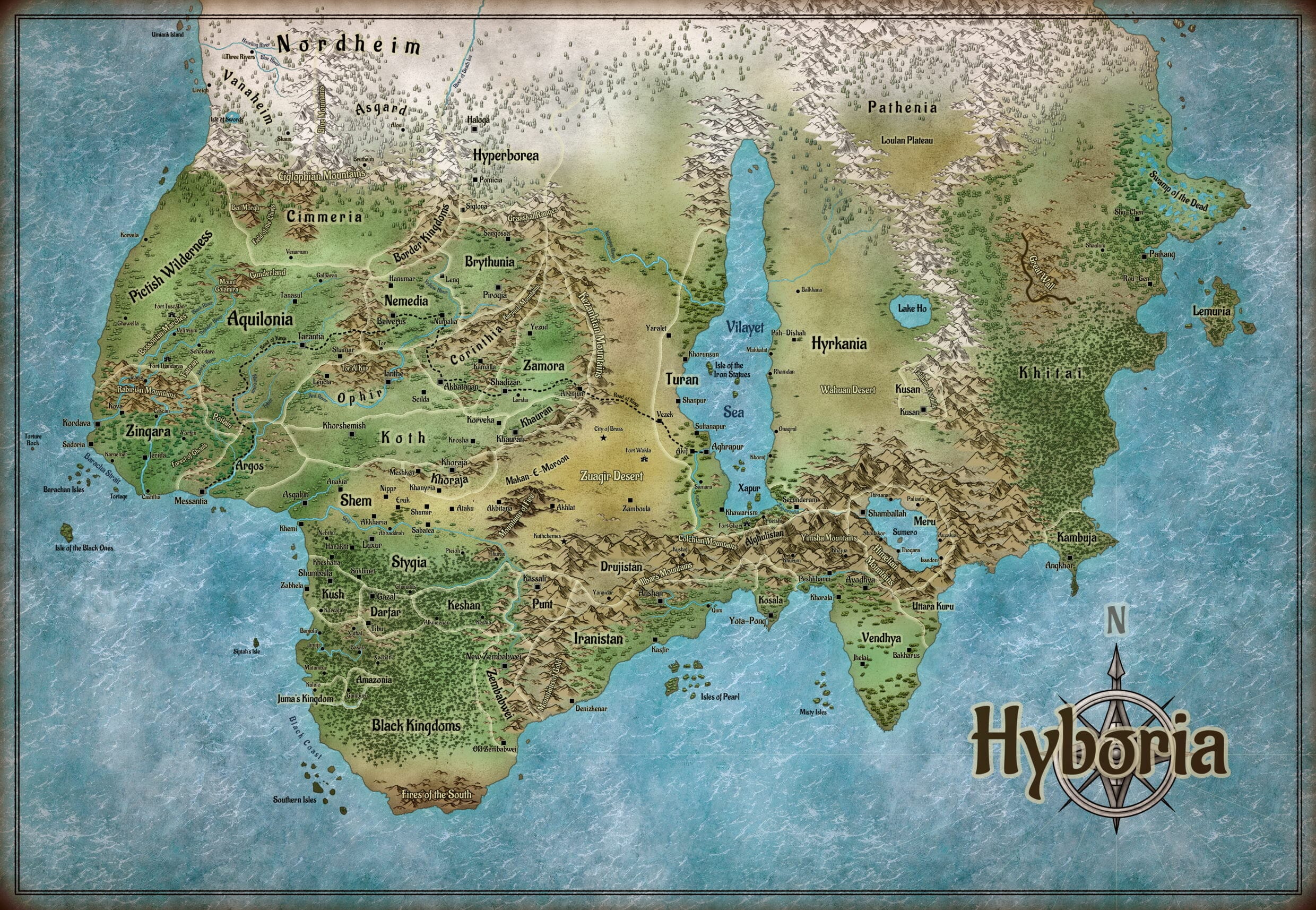 Hyborian Age of Conan the Barbarian map