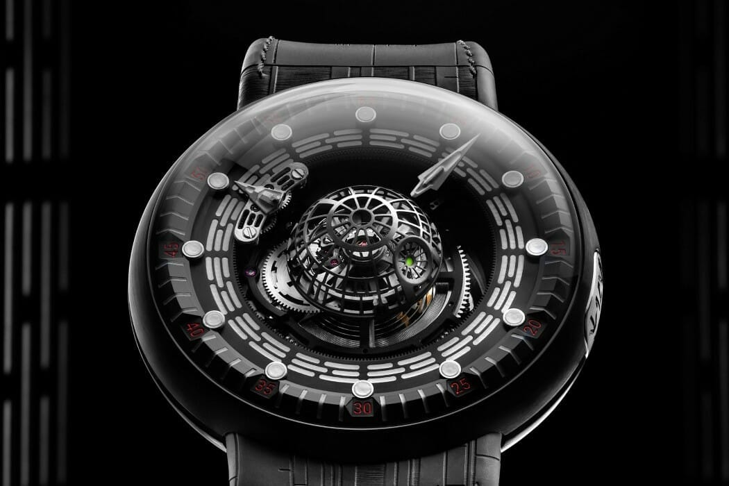 Death Star watch and kyber crystal for extreme Star Wars fans