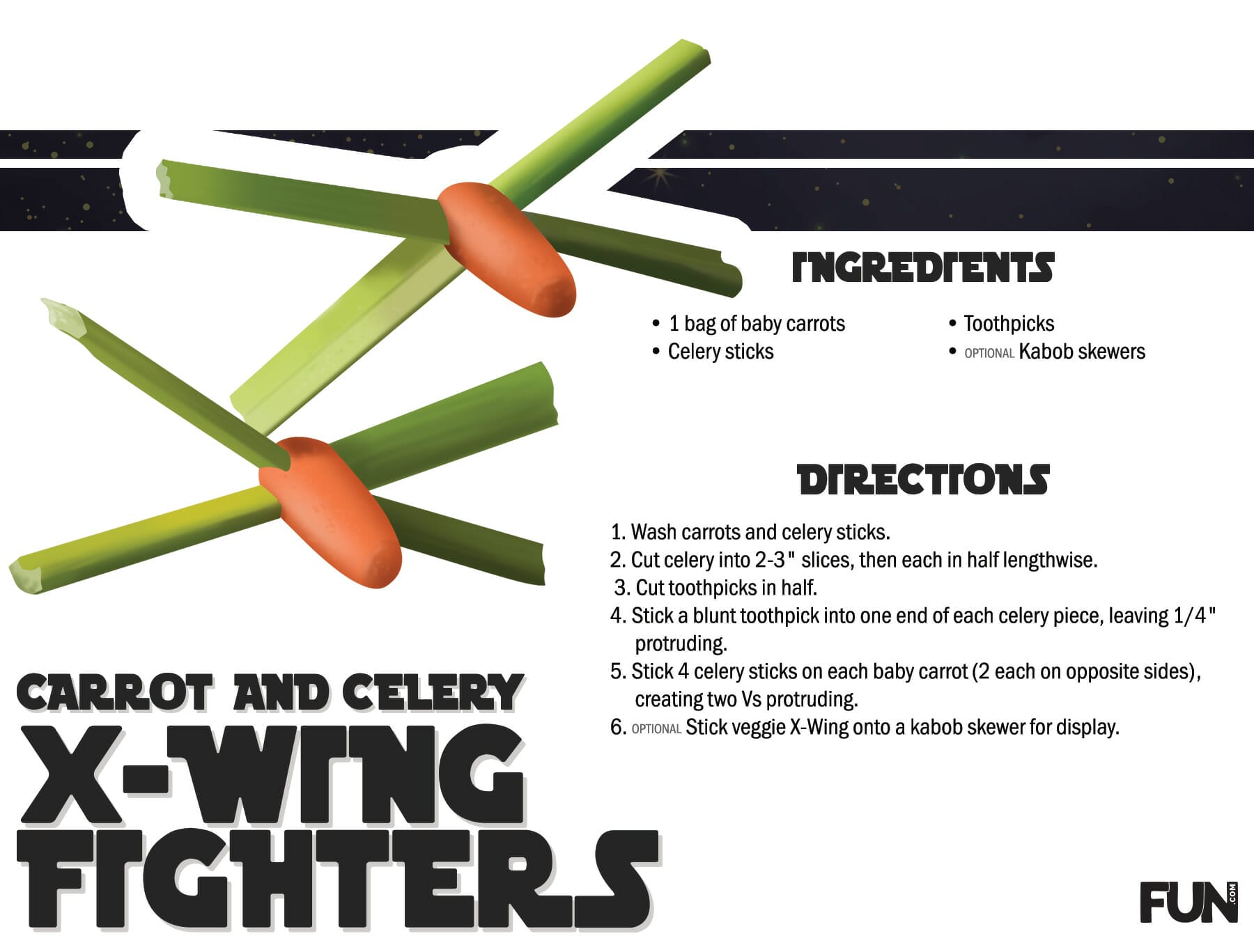 How to make carrot and celery x-wings
