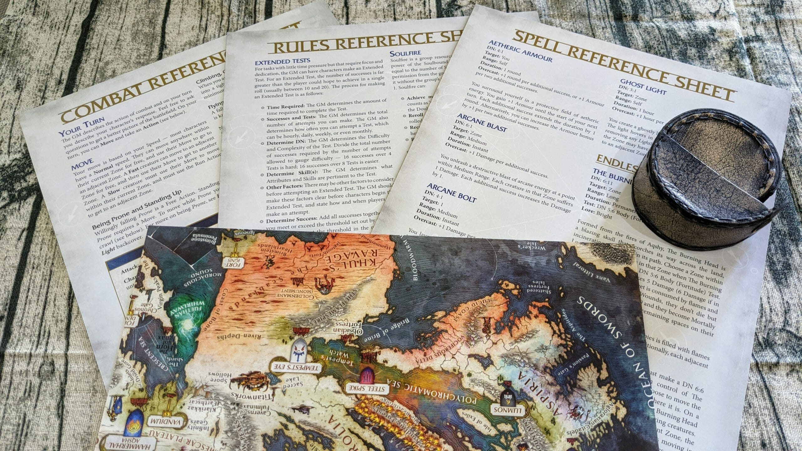 Soulbound Starter Set reference sheets