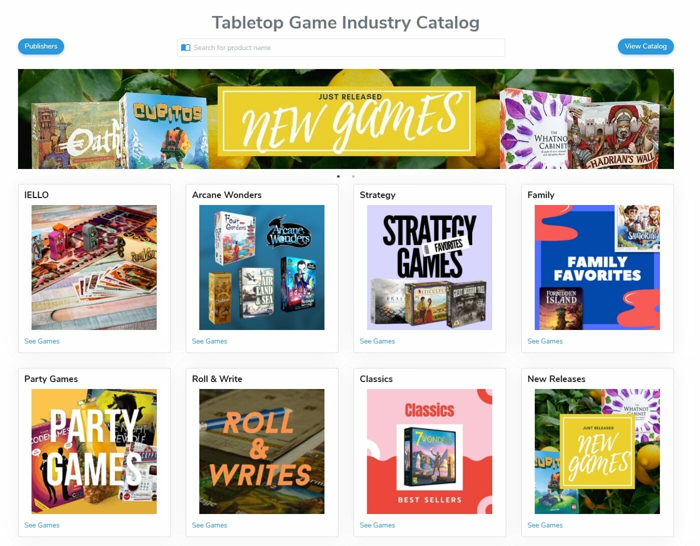 Tabletop Game Industry Catalog