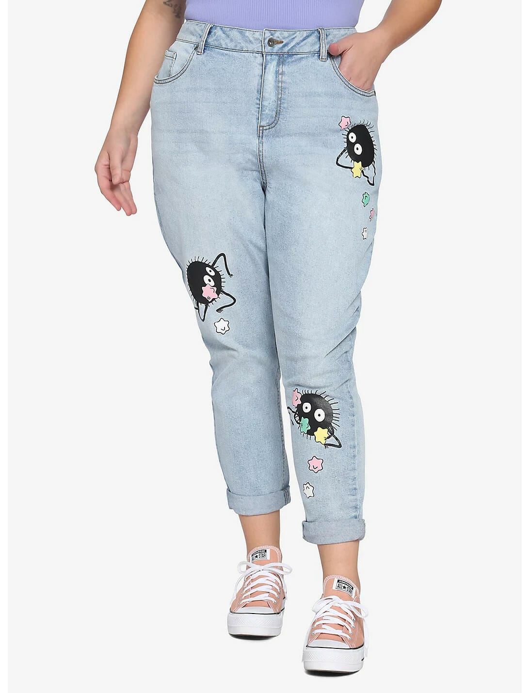 Studio Ghibli Spirited Away Soot Sprites Denim Mom Jeans Plus Size