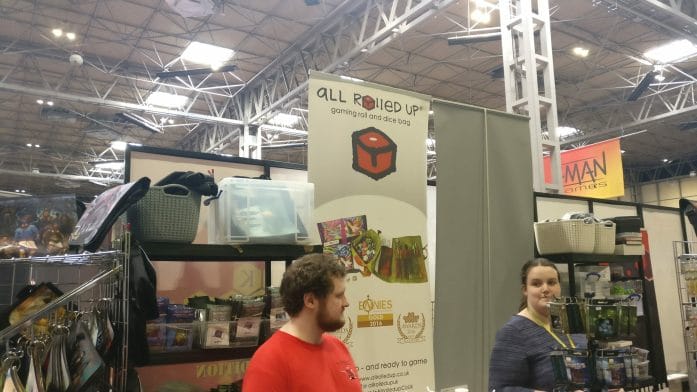 All Rolled Up at the previous UKGE - candid at booth photograph