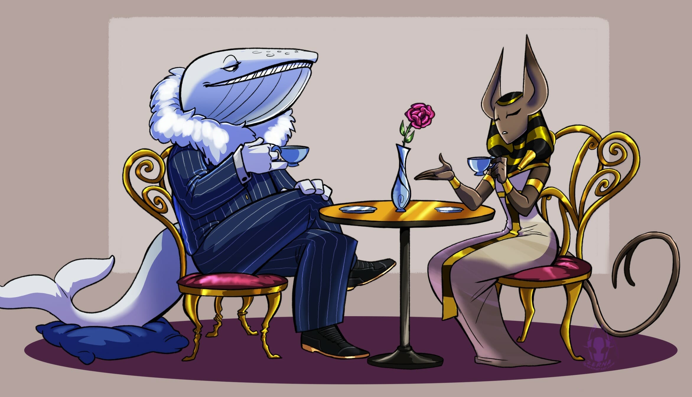 A Whale and a Cat Have a Tea Party by Zerna