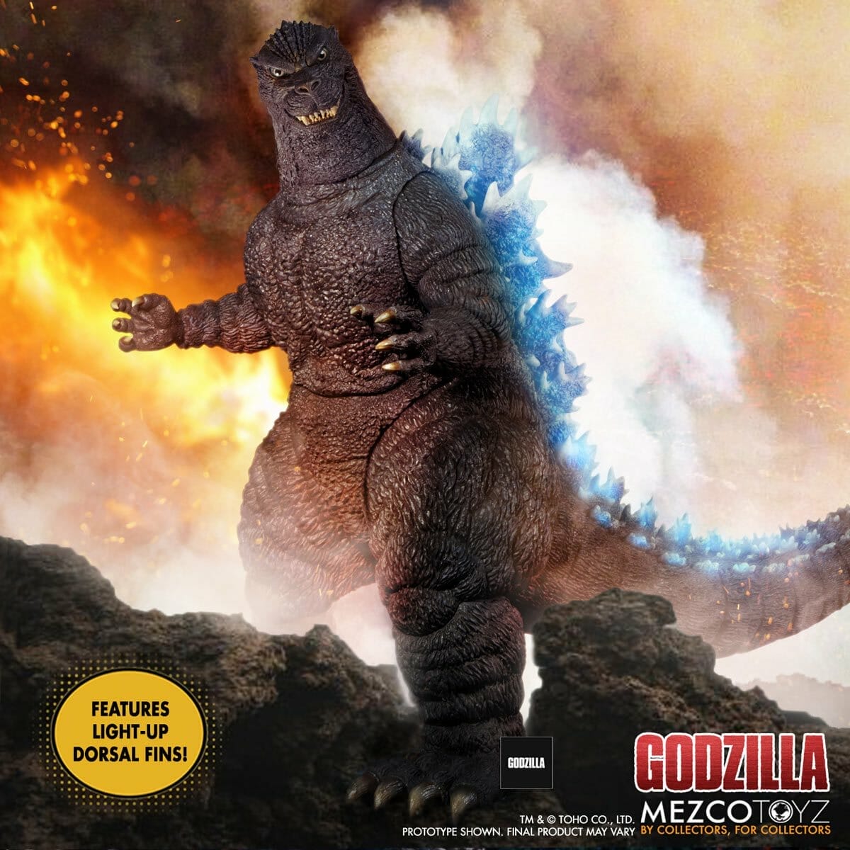 This towering Godzilla lights up with radioactive fire