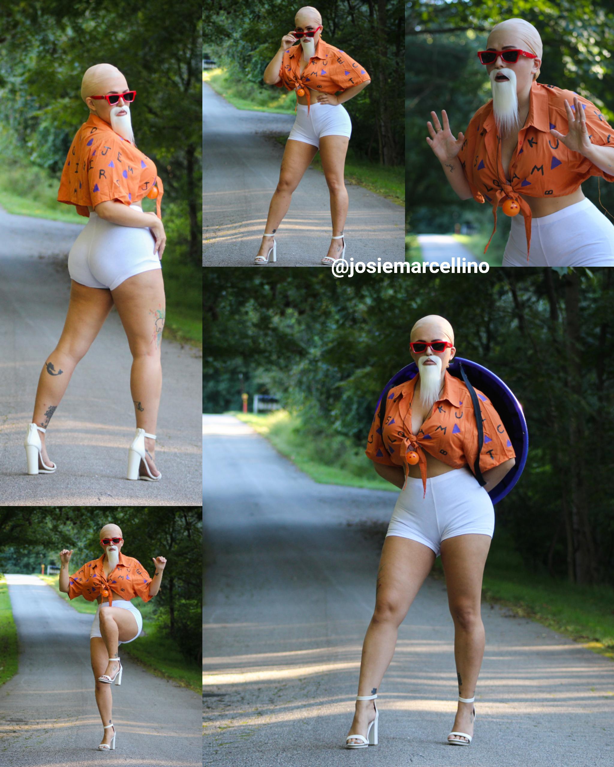 Josie Marcellino cosplaying hot pants Master Roshi