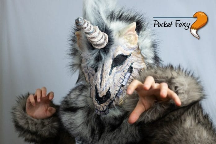 Spooky unicorn fur mask