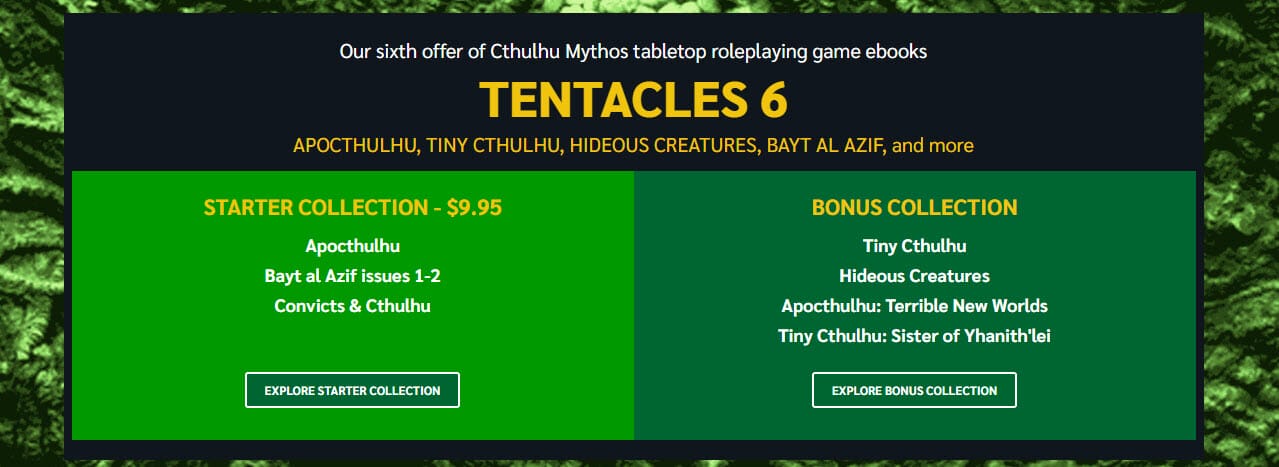 Tentacles 6 is a bundle of Cthulhu RPGs