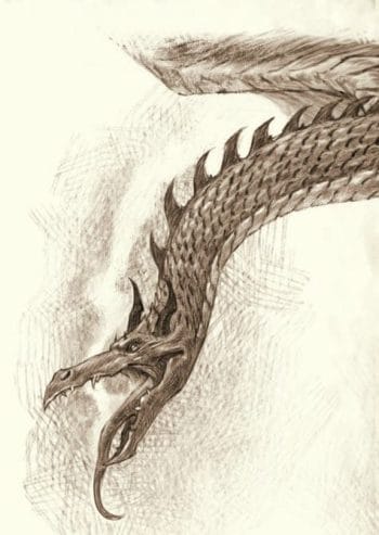 The One Ring 2e line art dragon
