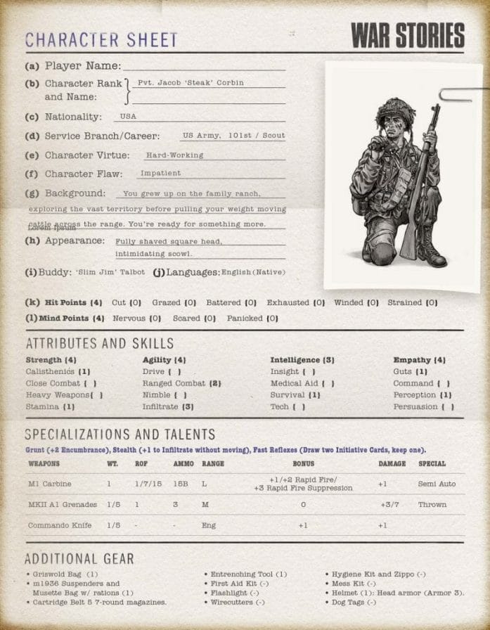 War Stories, a WW2 RPG powered by Free League's Year Zero Engine