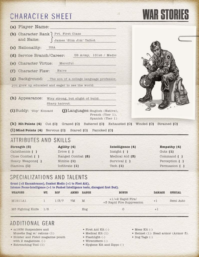 War Stories, a WW2 RPG powered by Free League's Year Zero Engine