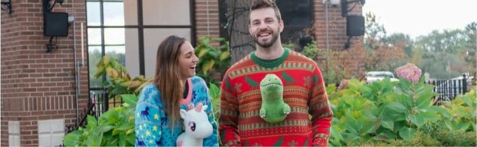 T-Rex Christmas with unicorn friend sweater