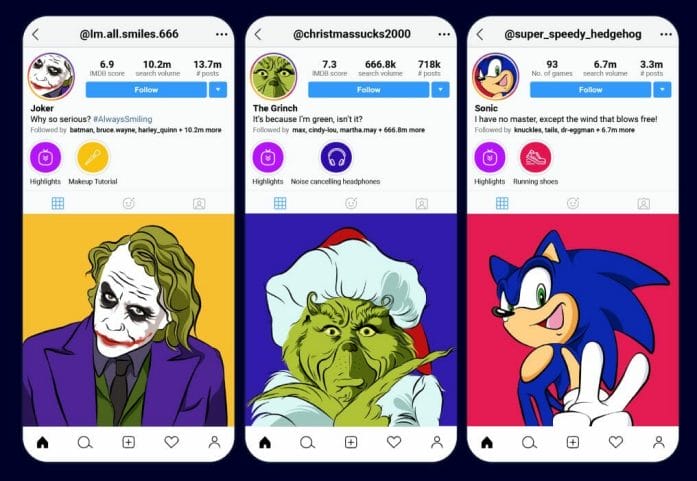 Geeky characters as Instagram influencers